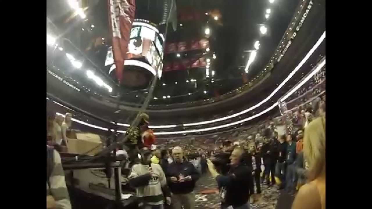 Wing Bowl 22 rookie entrance on the train float at Wells Fargo Center